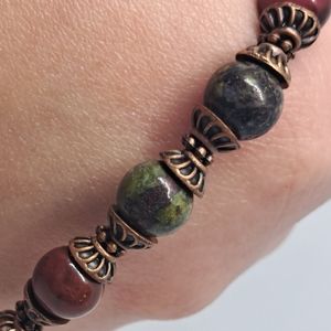 7" Dragon's Blood Jade & Sugilite Bracelet